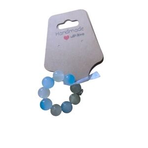 Blue Beaded Handmade Ring
